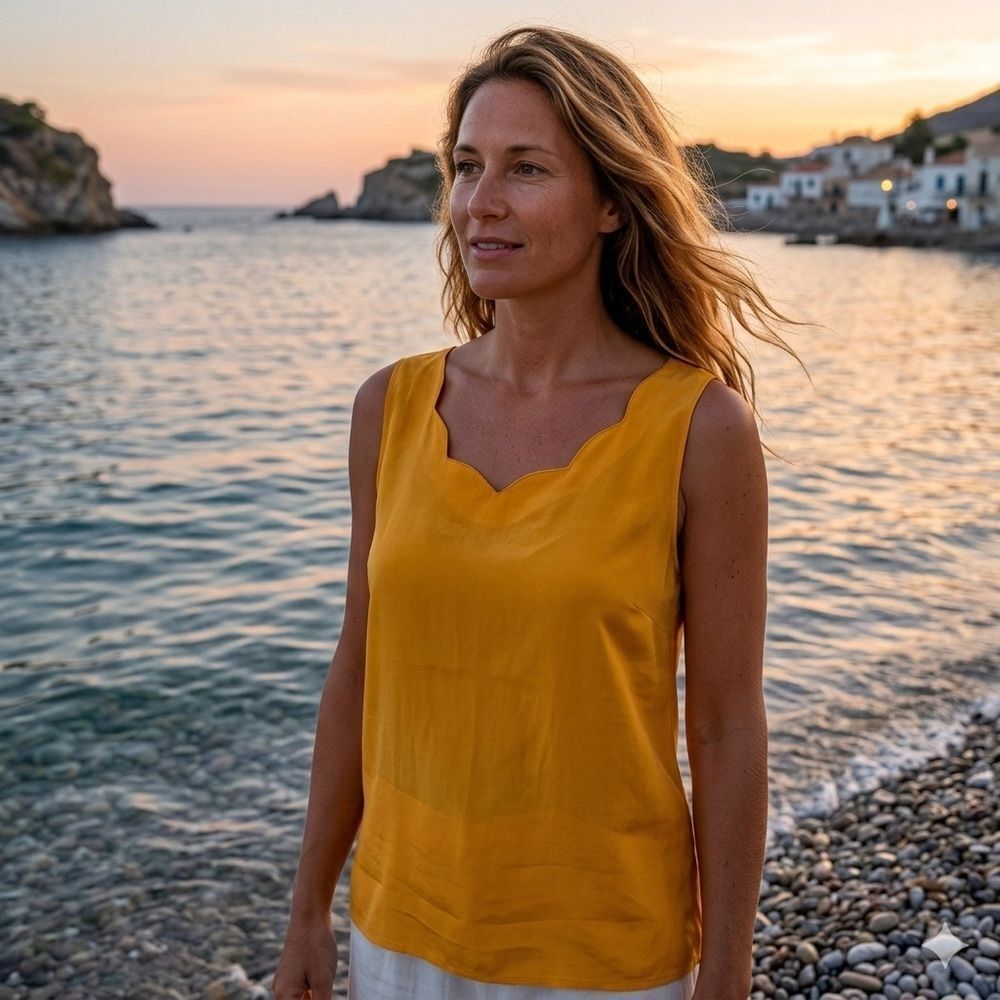 Anna and Frank 100% Silk Yellow Sleeveless Top Size S